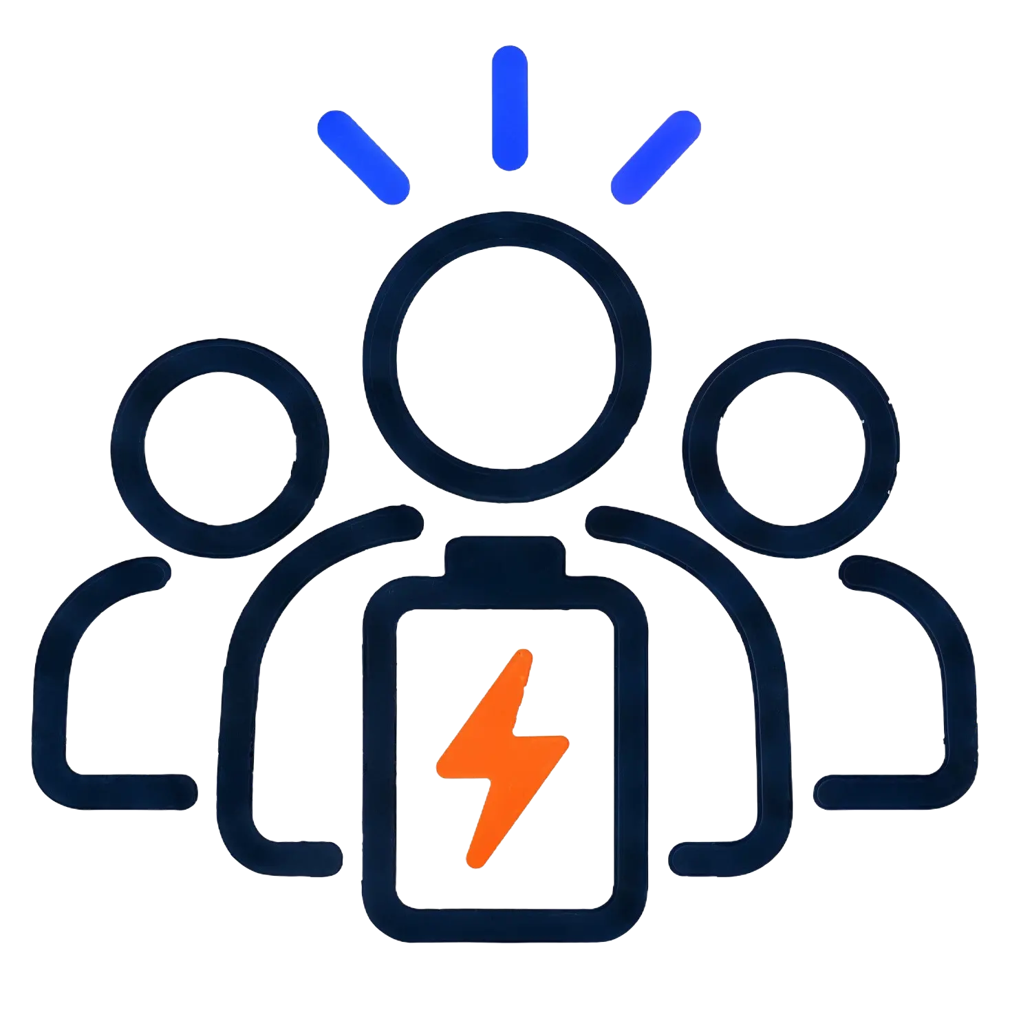 Equipe com energia concentrada na criação